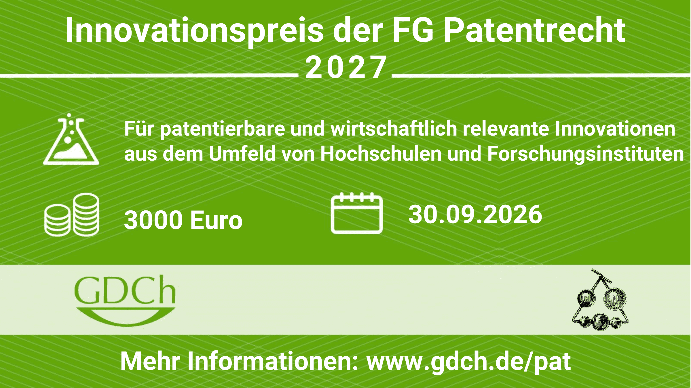 GDCh-Fachgruppe Patentrecht schreibt Innovationspreis 2027 aus