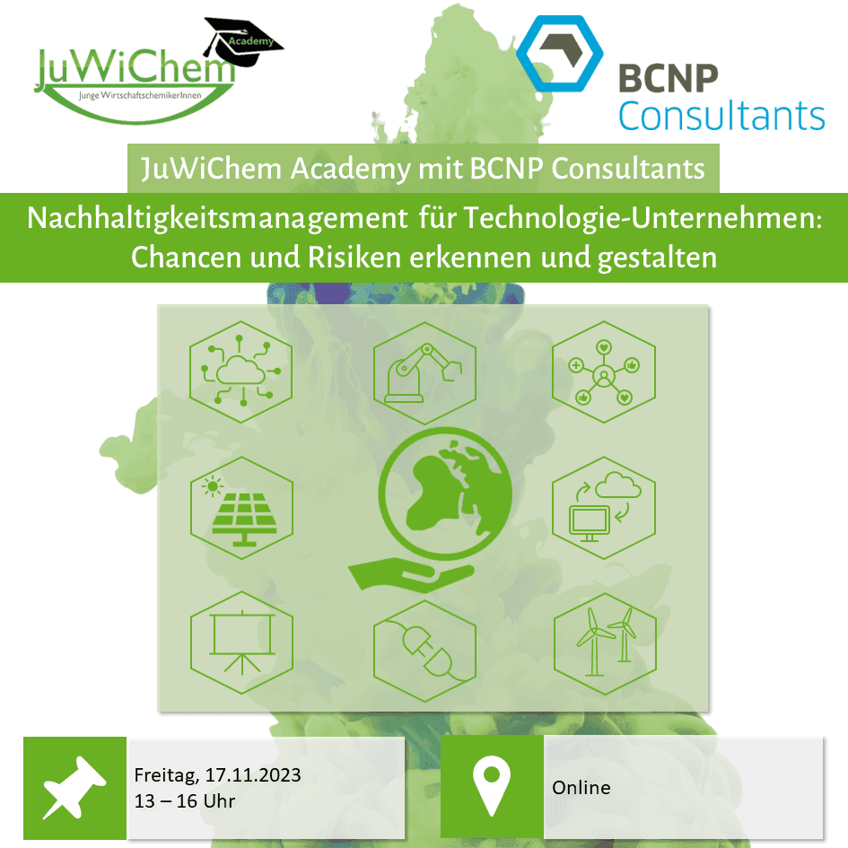JuWiChem Academy: Nachhaltigkeitsmanagement für Technologie-Unternehmen: Chancen und Risiken erkennen und gestalten