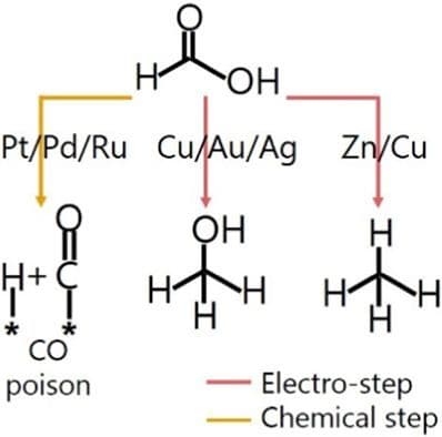 Formic Acid Electroreduction Pathways on (111) Metal Surfaces