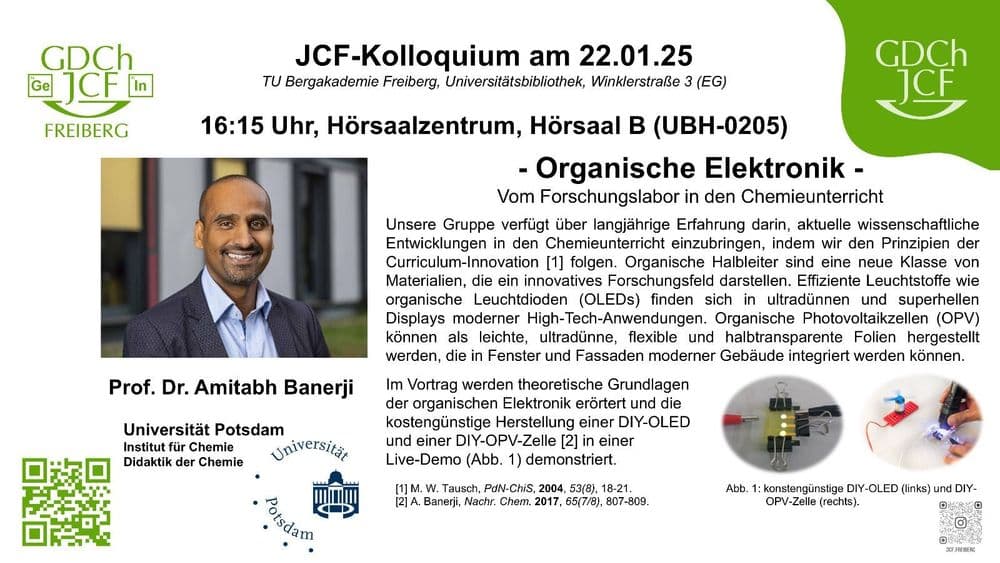 ABSAGE : "Organische Elektronik – Vom Forschungslabor in den Chemieunterricht"