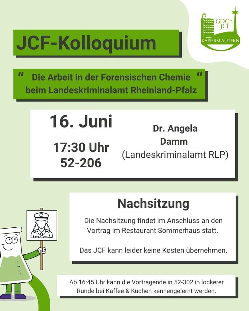 JCF - Kolloquium | Die Arbeit in der Forensischen Chemie beim Landeskriminalamt Rheinland-Pfalz