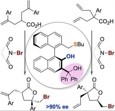 Synthesis of a BINOL‐Derived Sulfide Catalyst Bearing a Diphenylmethanol Unit and Its Application in Asymmetric Bromolactonizations
