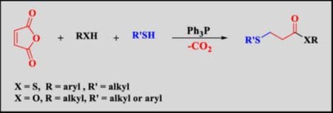 Triphenylphosphine‐Catalyzed Synthesis of β‐Thiopropionate Thioesters or Esters via the Reaction of Maleic Anhydride with Thiols and Alcohols