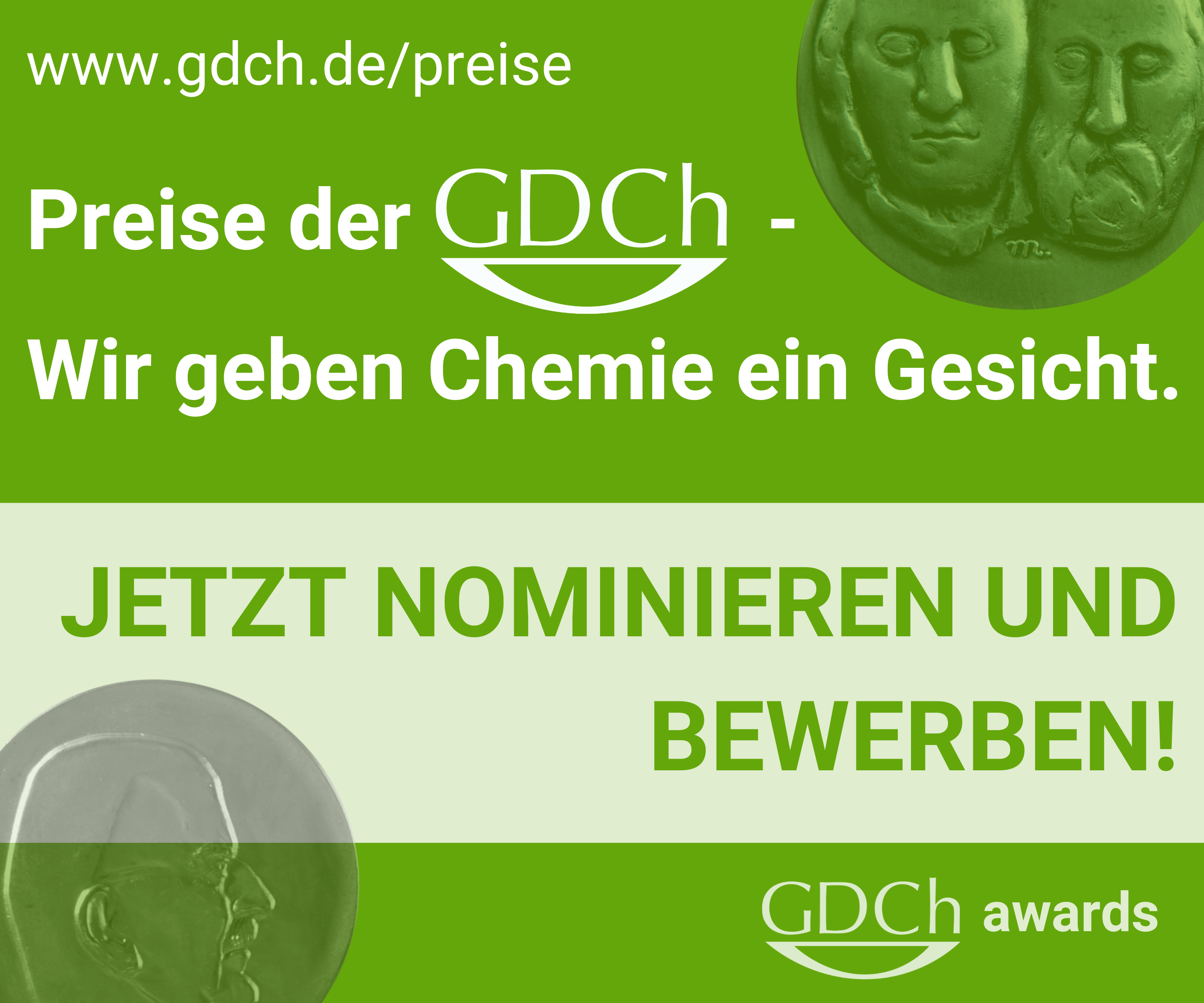 Nominieren Sie jemanden für oder bewerben Sie sich auf einen GDCh-Preis